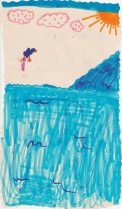 Anna's (7) drawing of the waterfall
